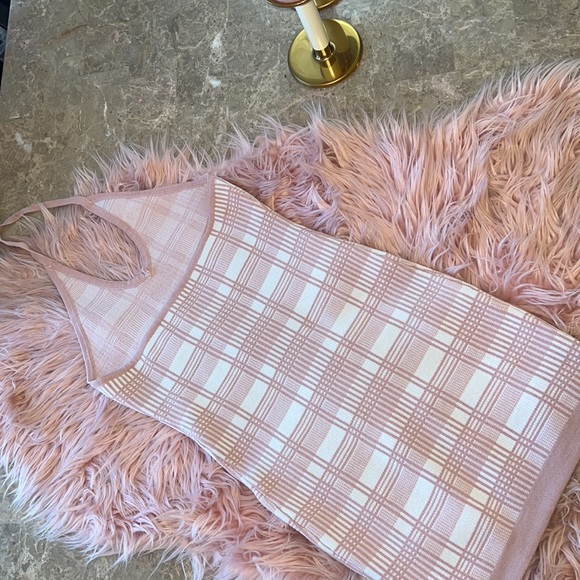 SHEIN Plaid Halter Pink Mini Sweater Dress - Picture 5 of 5